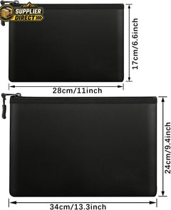 PrepPro Australia fireproof and waterproof document bag set in black with dual sizes and zipper closures.
