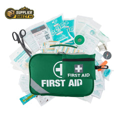 PrepPro Australia 516-piece 2-in-1 emergency first aid kit with medical supplies, bandages, and tools on white.