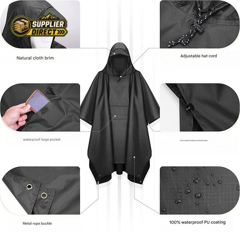 3-in-1 Adventure Rain Poncho – Waterproof Poncho, Emergency Shelter & Ground Mat