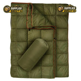 PrepPro Australia green quilted wearable camping blanket with down cotton filling and matching storage bag