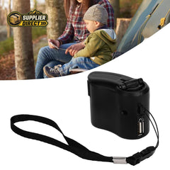 PrepPro Australia portable black hand crank USB emergency phone charger with a lanyard for outdoor camping and hiking