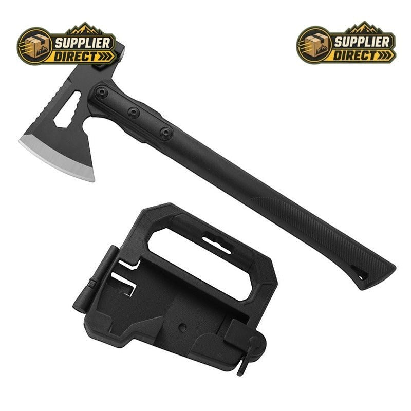 PrepPro Australia Ironclad X-Series camping axe with stainless steel head, ABS handle, and protective sheath.