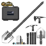 PrepPro Australia 14-in-1 matte black modular survival shovel kit with axe, pickaxe, and carry case.