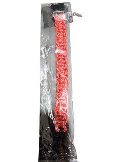 PrepPro Australia 22cm red braided paracord survival bracelet in clear plastic packaging with side-release buckle