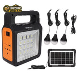 PrepPro Australia solar emergency lighting kit with 6000mAh power bank, LED panel, three hanging bulbs, and solar panel