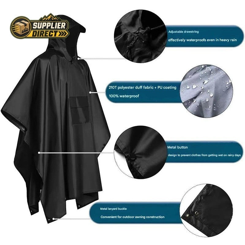 3-in-1 Adventure Rain Poncho – Waterproof Poncho, Emergency Shelter & Ground Mat