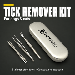 Tick remover kit for dogs and cats – stainless steel tools and storage case