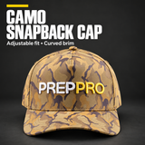 CAMO SNAPBACK CAP — Adjustable fit • Curved brim