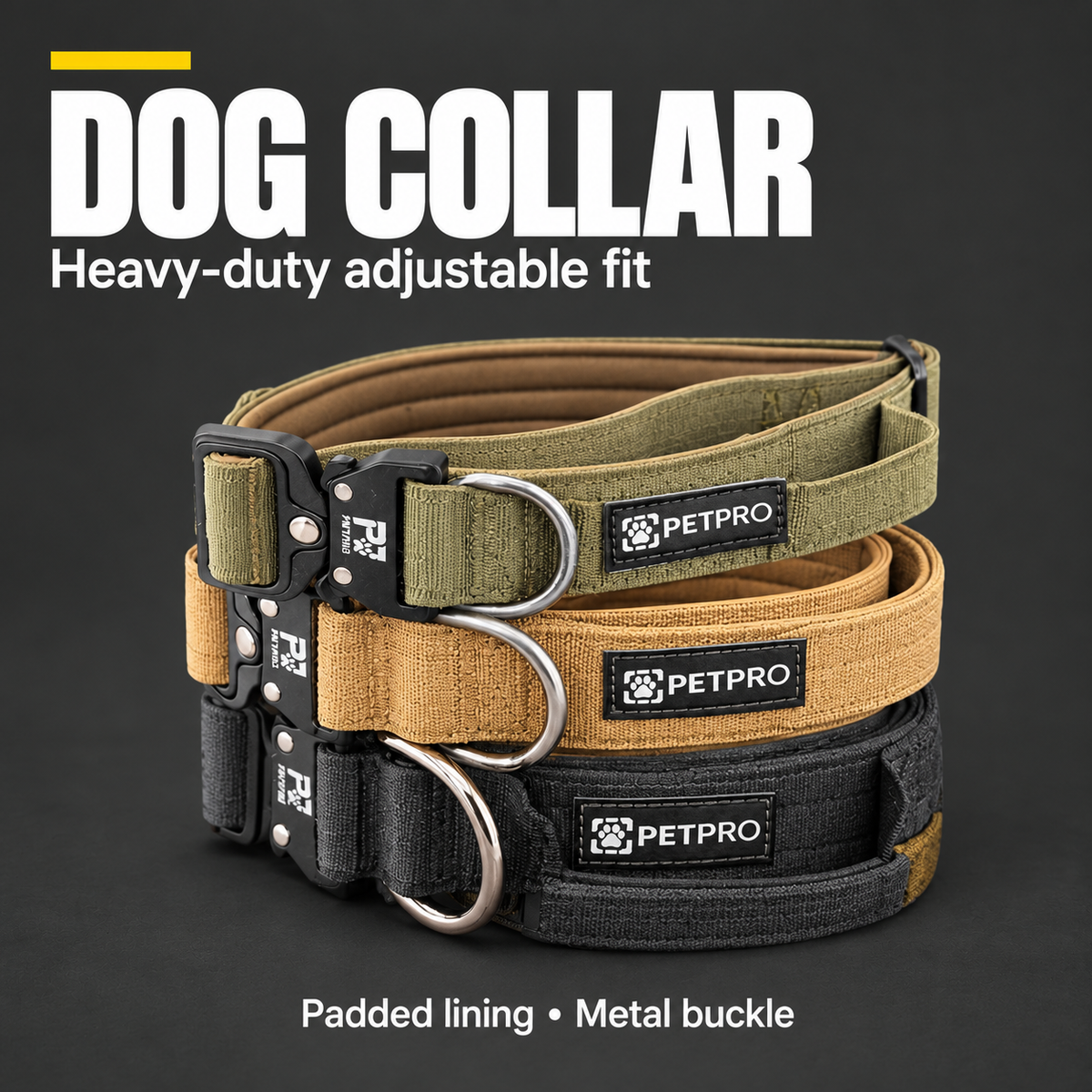 Tactical Dog Collar + Smart QR Pet ID Tag