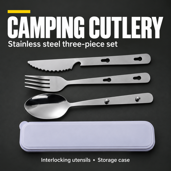 Stainless Steel Camping Cutlery Set – Durable & Compact | PrepPro