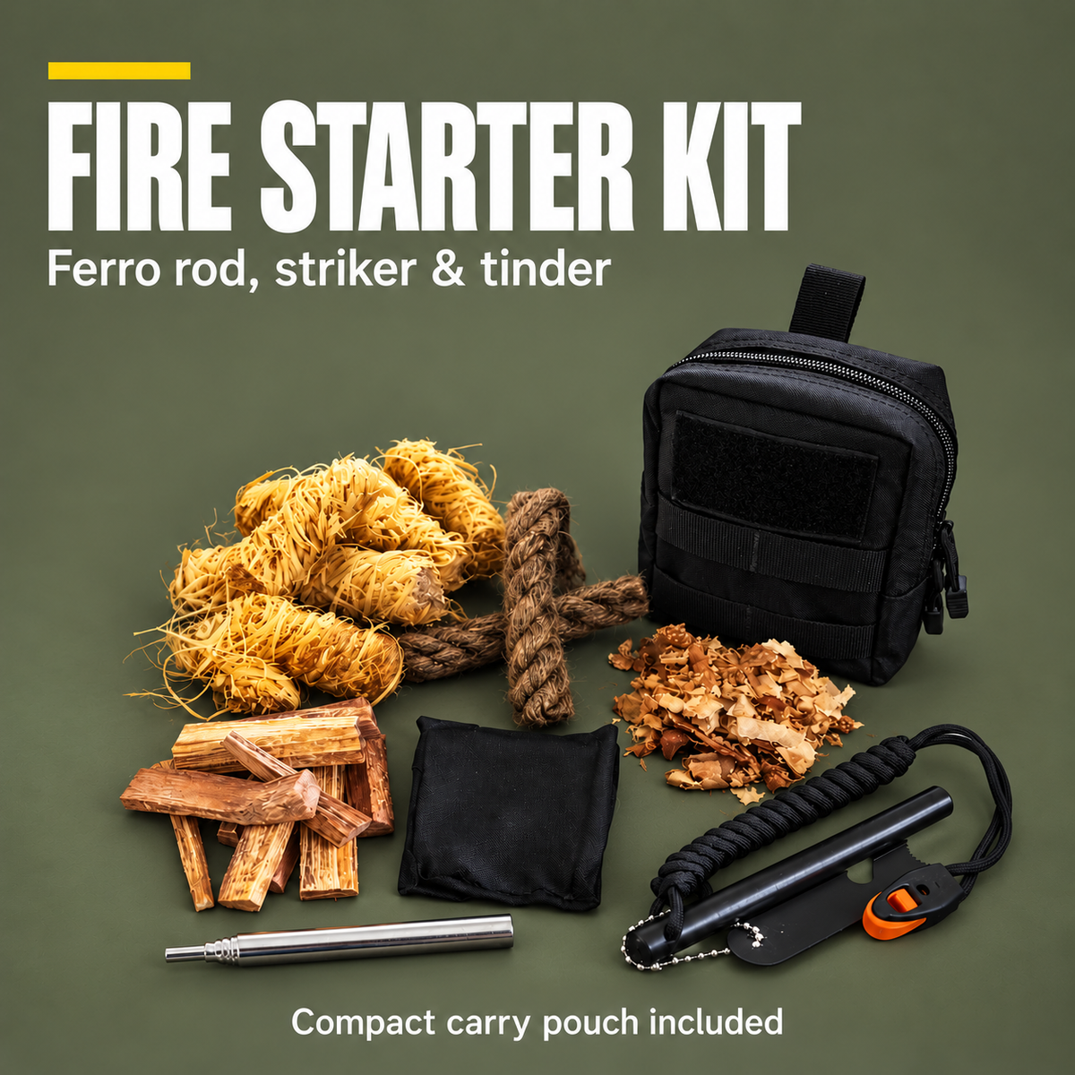 Fire Starter & Tinder Kit – All‑Weather Ignition