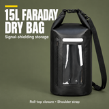 15L Faraday dry bag with shoulder strap