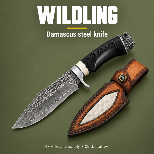 Damascus Steel Survival Knife – Wildling Series | PrepPro