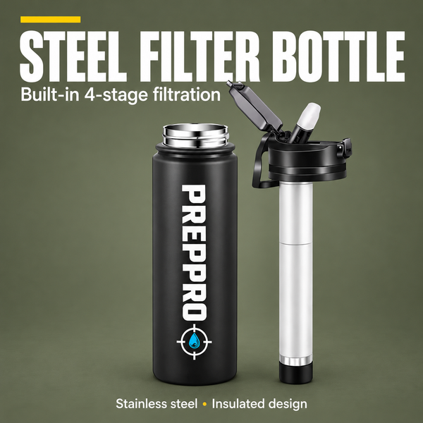Stainless Steel 4‑Stage Purification Bottle | PrepPro