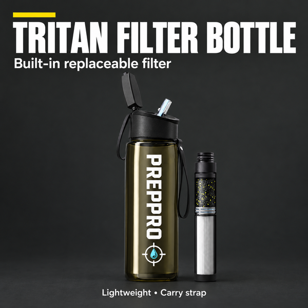 Tritan Survival Filter Bottle with Compass | PrepPro