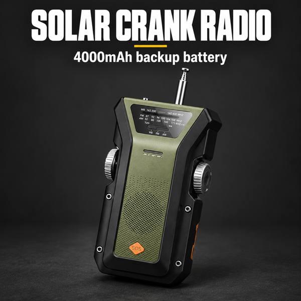 Solar Crank Radio – 4000mAh Power Bank & Emergency lighting
