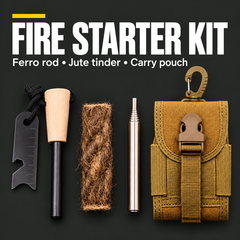 PrepPro Ultimate Fire Starter Kit – Ferro Rod, Jute Tinder, Scraper & Case