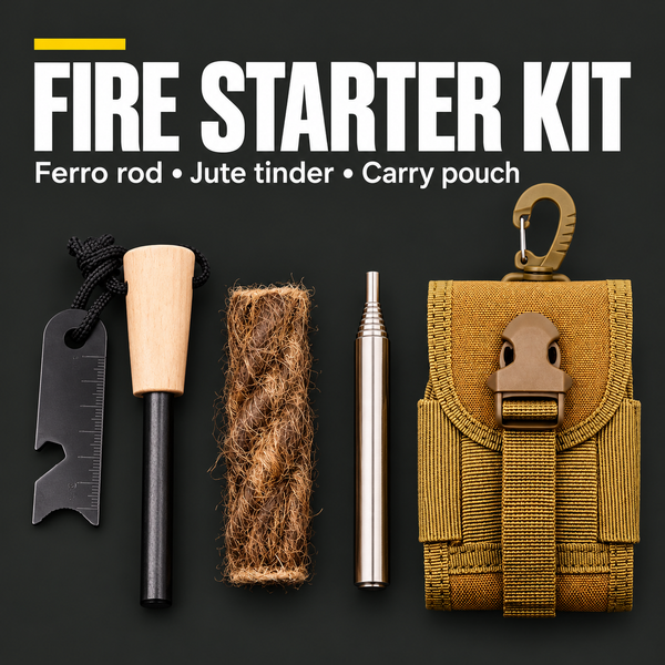 PrepPro Ultimate Fire Starter Kit – Ferro Rod, Jute Tinder, Scraper & Case