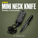 Stubby Commando mini neck knife, sheath and chain — 18+ outdoor use