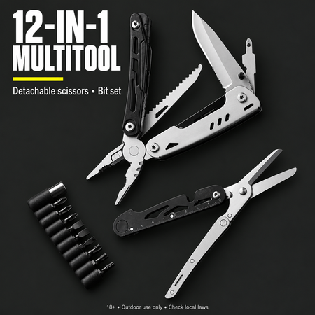 12‑in‑1 Multitool with Detachable Scissors