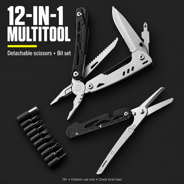 12‑in‑1 Multitool with Detachable Scissors
