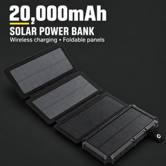 20,000mAh Solar Power Bank with Wireless Charging