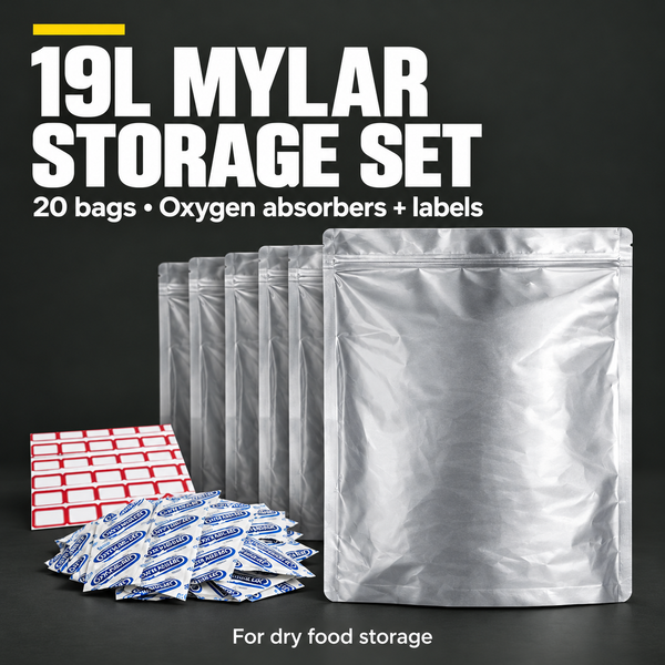 19L Mylar Food Storage Bag set with Oxygen Absorbers | PrepPro Australia