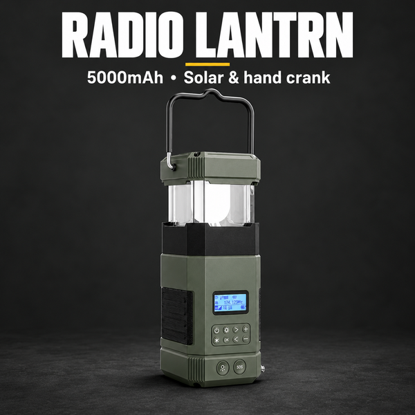 Hand Crank Emergency Radio Lantern – Solar Rechargeable 5000mAh Camping Light & Bluetooth Speaker