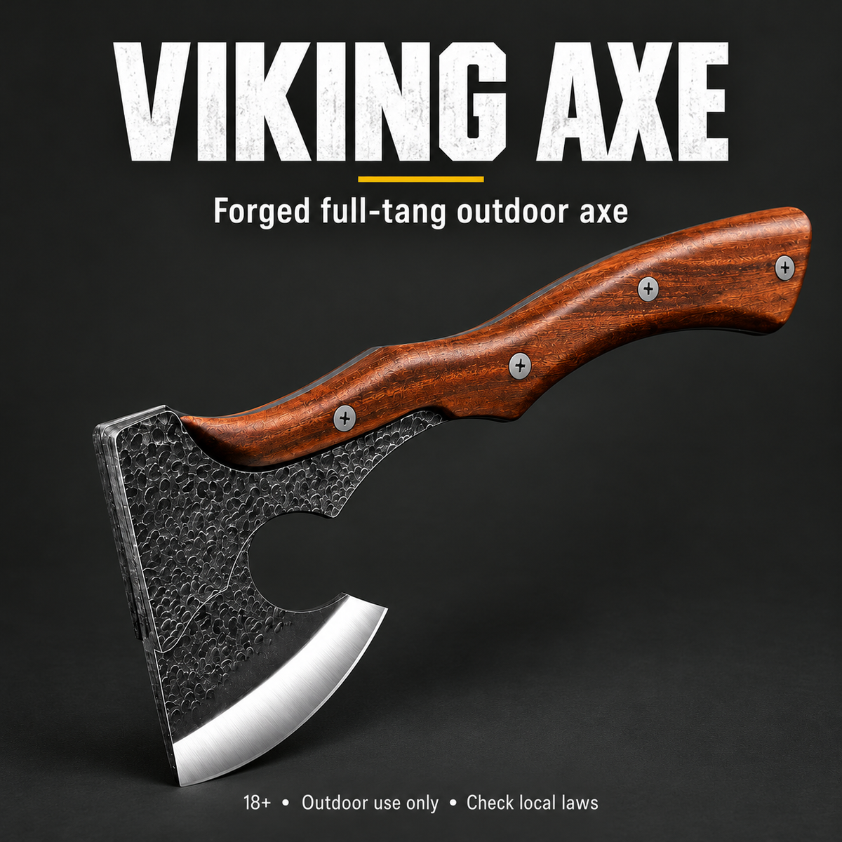Forged Full-Tang Viking Axe – High Carbon Steel Outdoor Axe — olive/charcoal product image