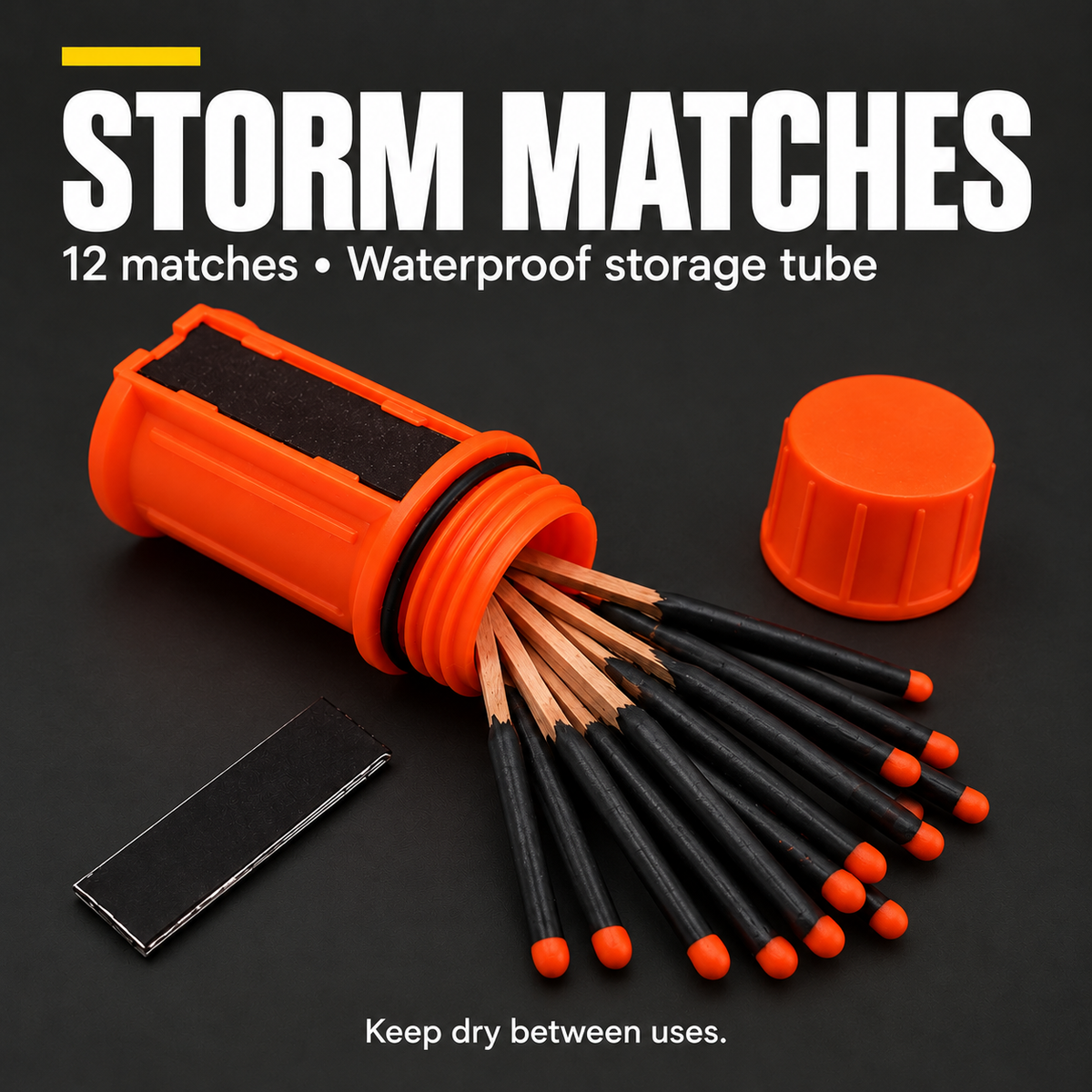 Fire Starter Kit + StormStrike Waterproof Matches (Bundle)