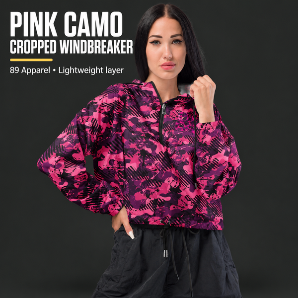 89 Apparel Pink Camo Women’s cropped windbreaker
