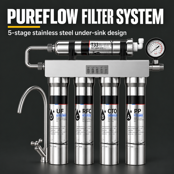 PureFlow 5-Stage Stainless Steel Under Sink Water Filtration System