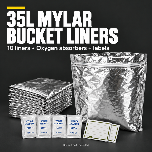 Heavy-Duty 35L Mylar Bucket Liners | 10 Pack Food Storage Kit