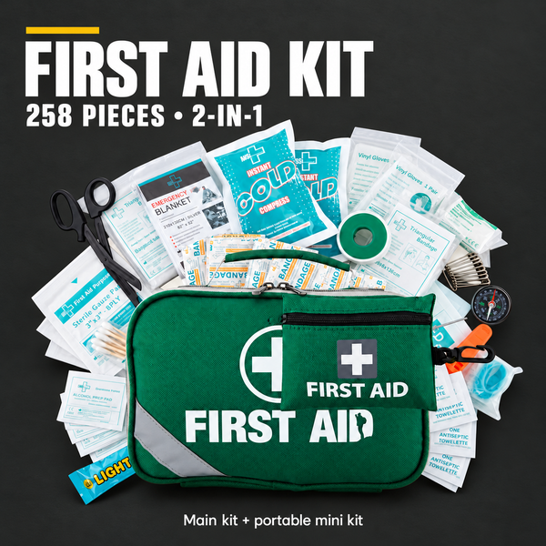 258 Piece Premium 2-in-1 Emergency First Aid Kit