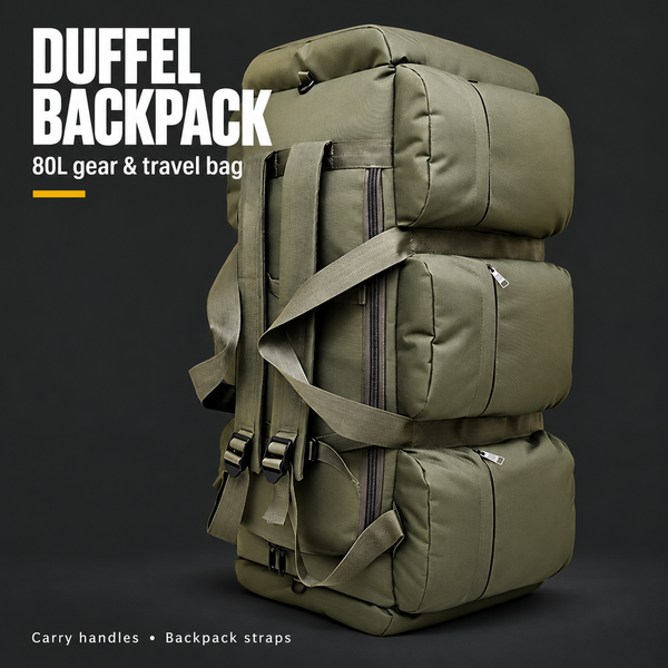 Military Duffel Backpack 80L - Heavy Duty Adventure &Travel Bag