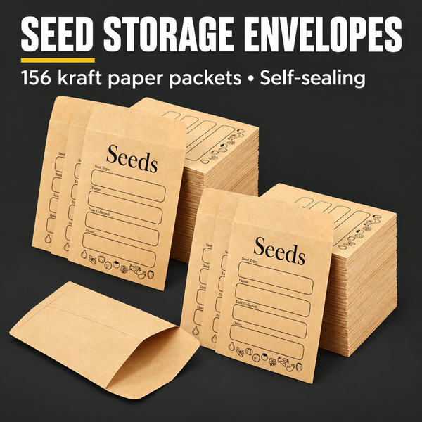 156 Pack Kraft Seed Storage Envelopes - Self-Sealing Seed Saving Packets