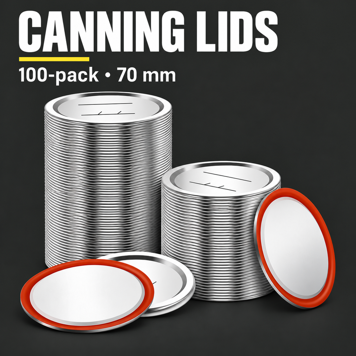 100 Pack Mason Jar Canning Lids 70mm - Compatible with Regular & Wide Mouth Jars — charcoal product hero