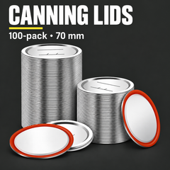 100 Pack Mason Jar Canning Lids 70mm - Compatible with Regular & Wide Mouth Jars — charcoal product hero