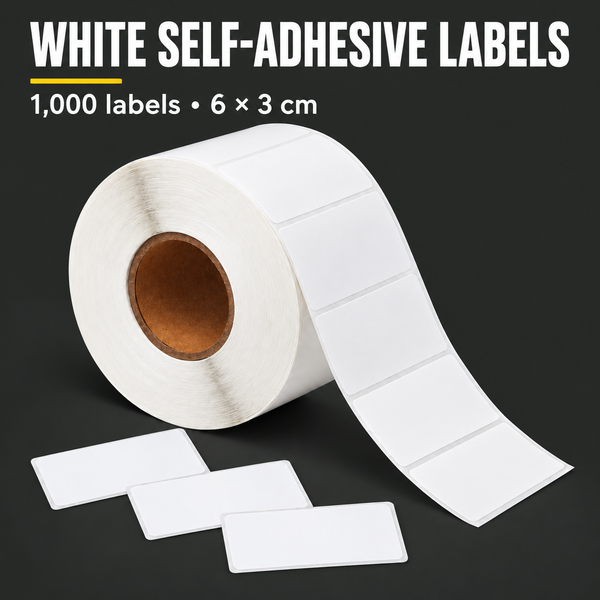 1000 White Self-Adhesive Labels 6cm x 3cm - Writable & Printable Stickers