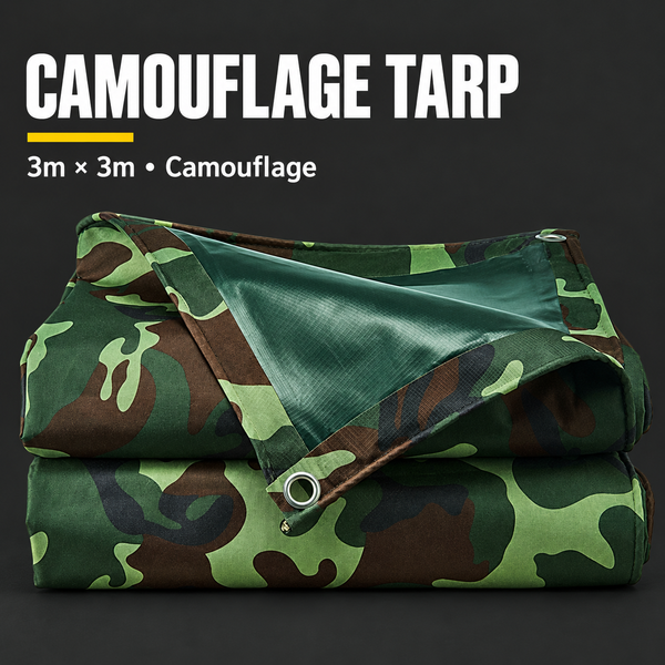 Camouflage Heavy Duty Tarpaulin 3m x 3m - Waterproof Outdoor Tarp