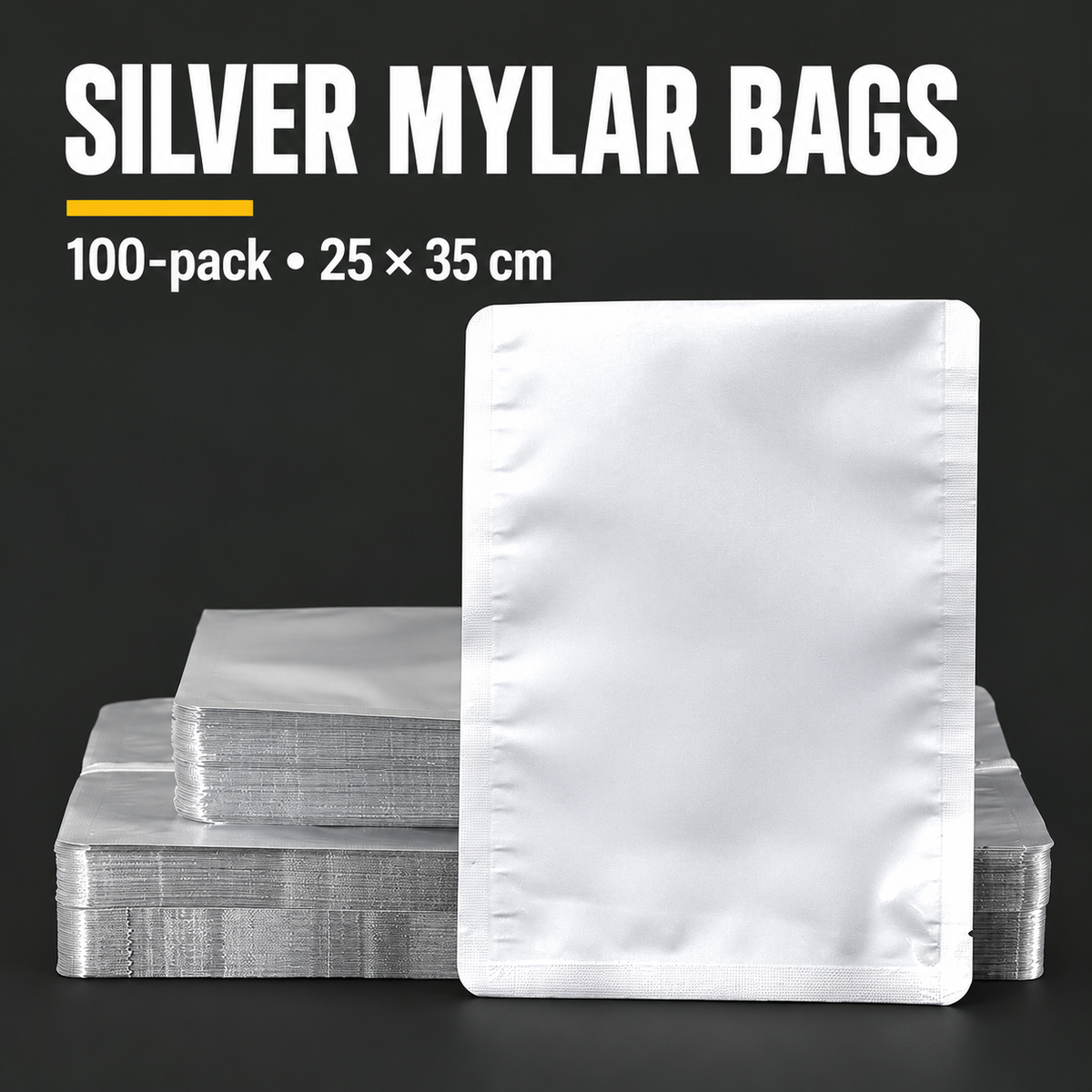 Aluminum Foil Mylar Food Vacuum Seal Bags - 25 x 35cm (100 Pack) — charcoal product hero