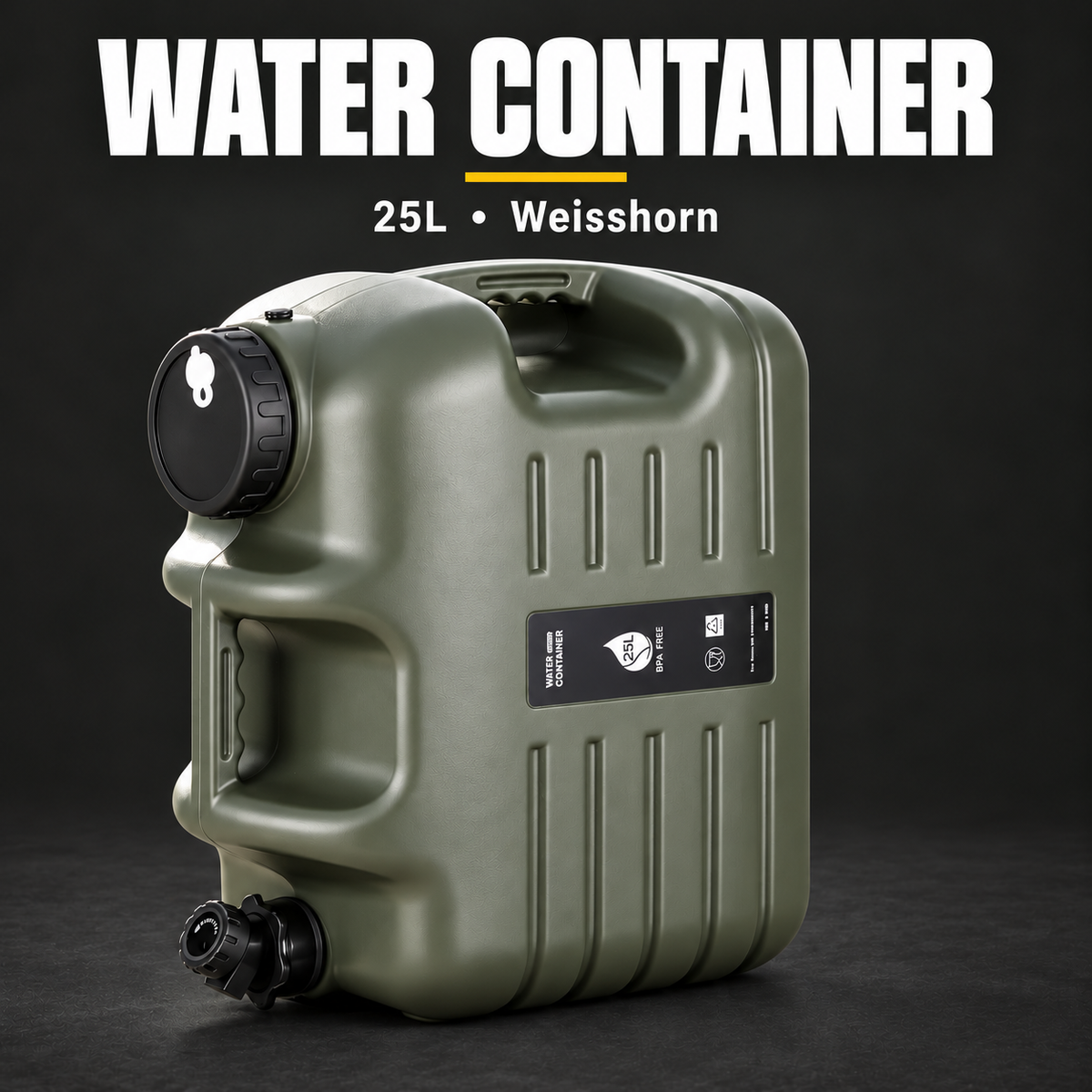 Weisshorn 25L Water Container Jerry Can Bucket Camping Outdoor Storage Tank