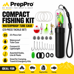 PrepPro compact fishing kit 23-piece tackle set in waterproof tube case