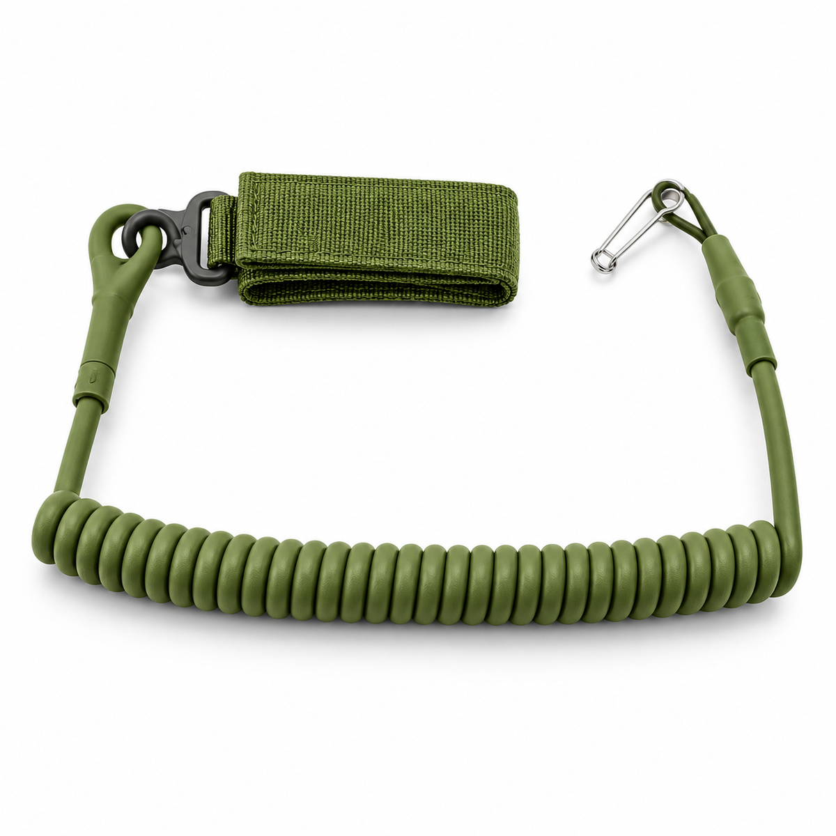 Olive retractable coiled gear lanyard