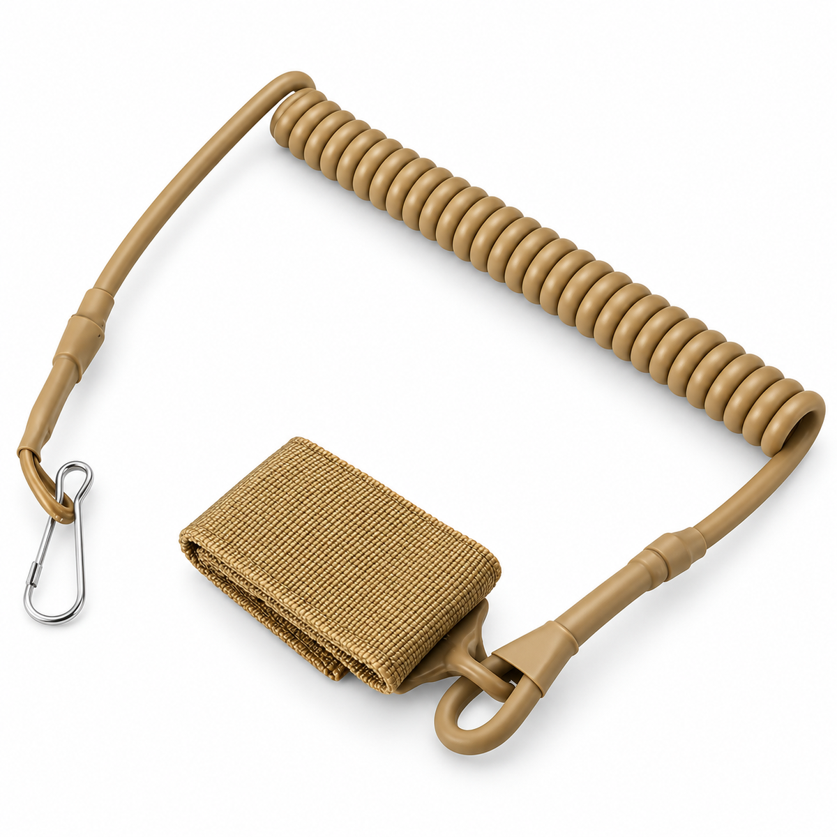 Tan retractable coiled gear lanyard