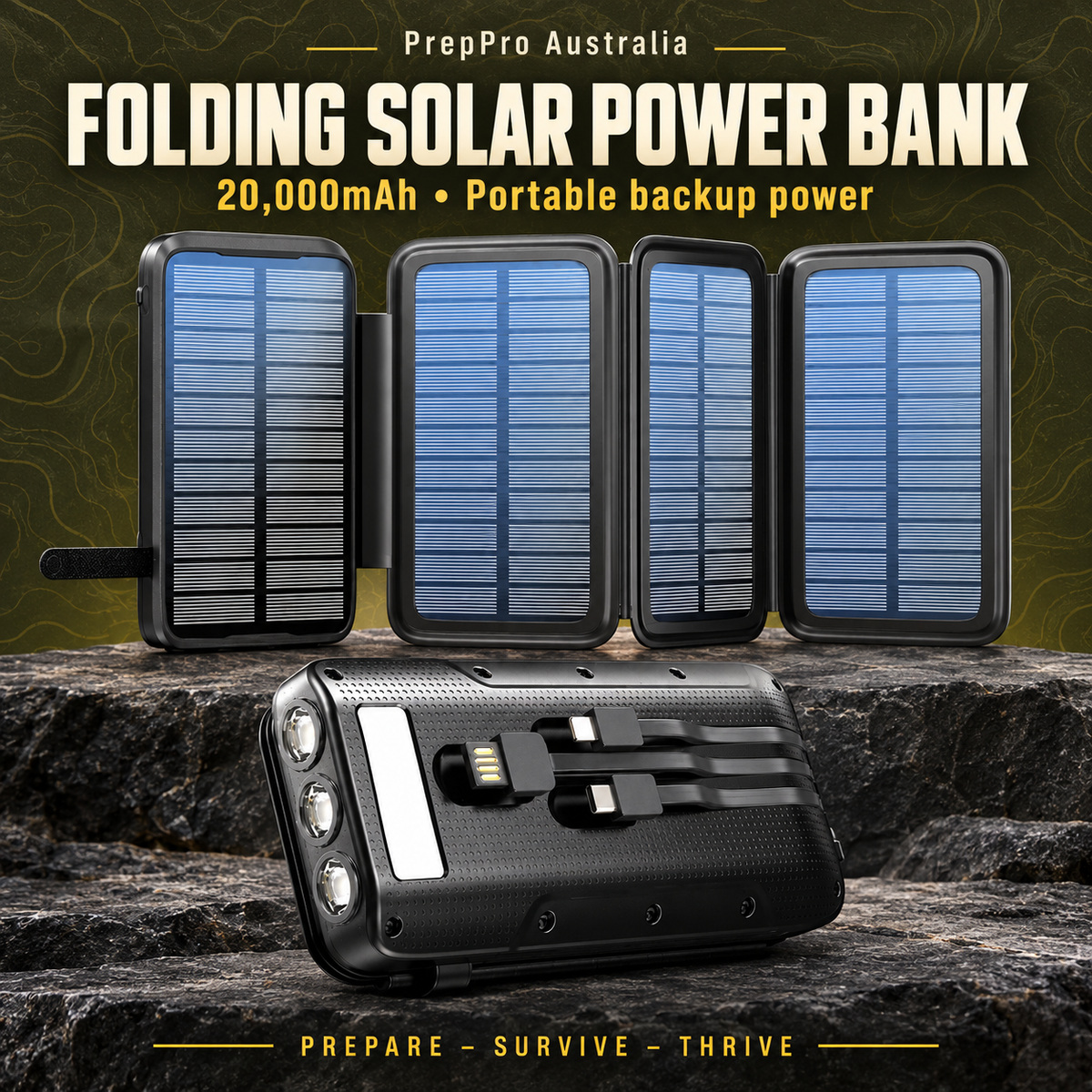 20,000mAh Folding Solar Power Bank – Wireless, IP65 – image 2