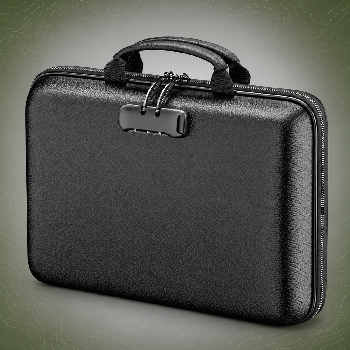 Document organiser hard-shell case — source-verified smooth-front lock main