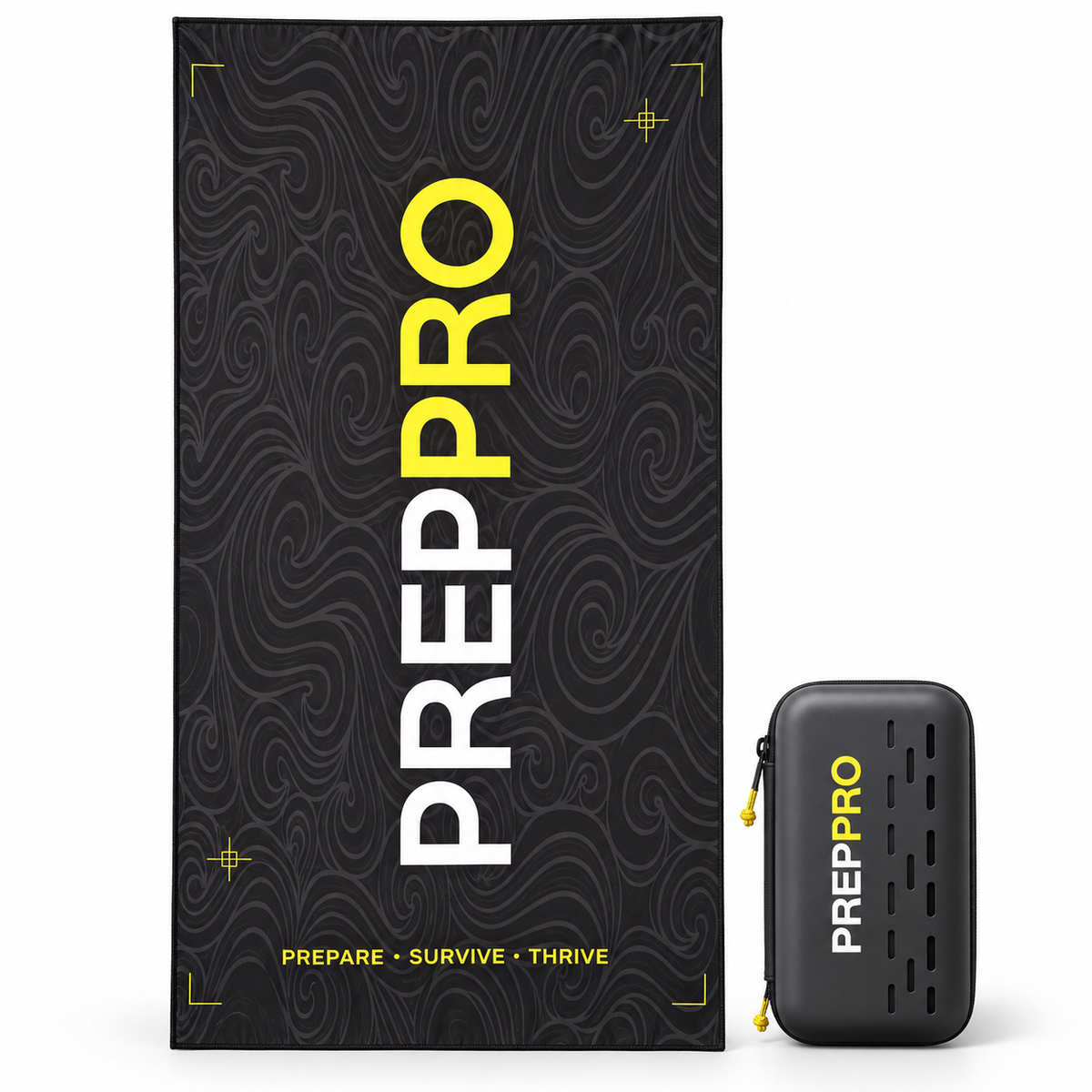 PrepPro Microfibre Adventure Towel front with carry case