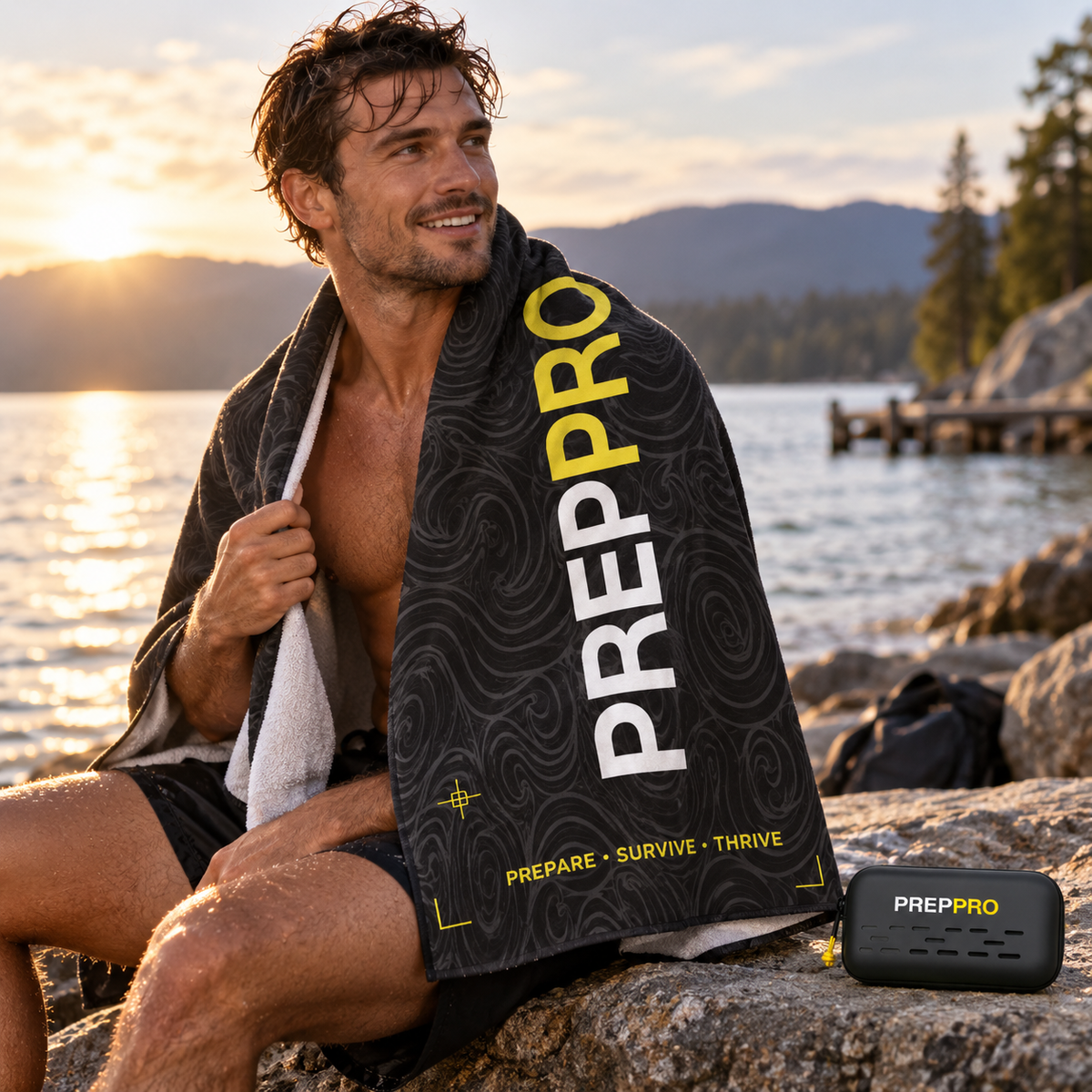 PrepPro Microfibre Adventure Towel in use outdoors