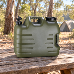 25L Portable Water Jerry Can in a woodland campsite